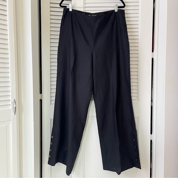 Talbots Linen High Waist Palazzo Wide Leg Black Pants Sz 16 - Picture 2 of 10